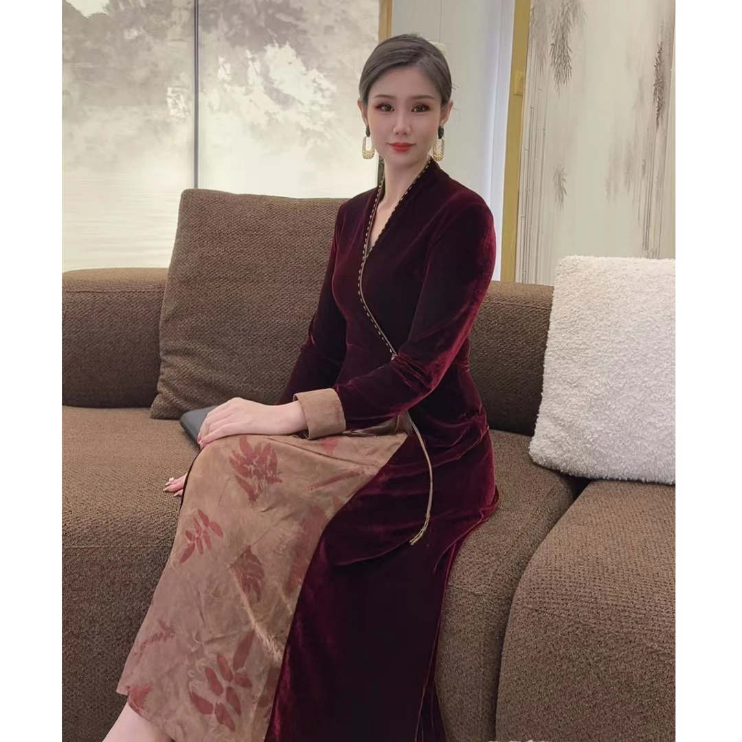 【熹凤斎原创】春秋季长袖百搭高端贵气显瘦收腰打底连衣裙