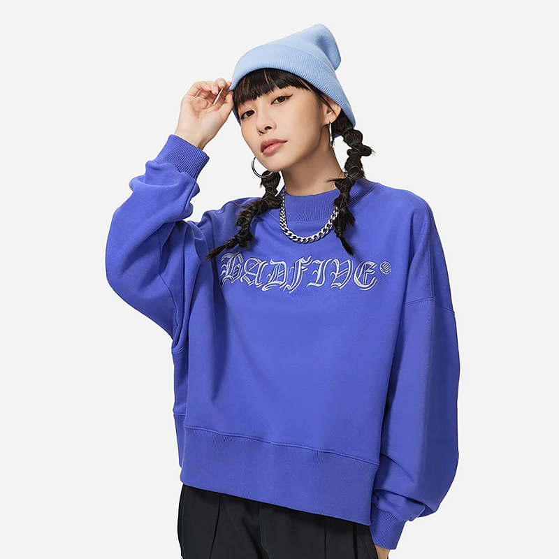 李宁女春秋反伍BADFIVE宽松休闲套头无帽卫衣潮流时尚上衣AWDSC02