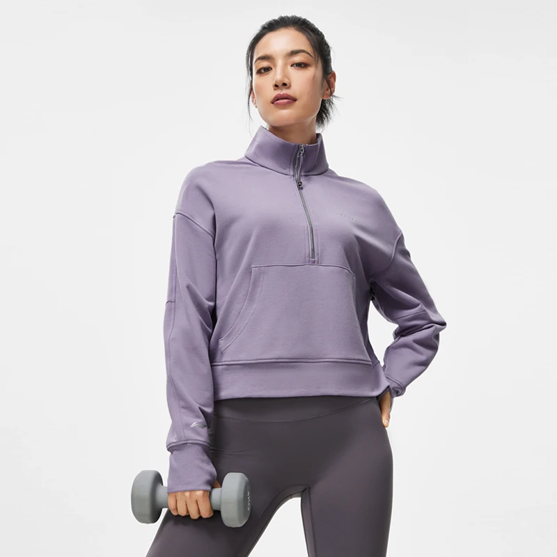 LI-NING/李宁春季运动套头无帽卫衣女子健身款AWDT130-7