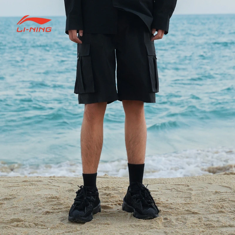 李宁夏季男款运动生活系列宽松舒适百搭时尚户外休闲短裤AKSS063-