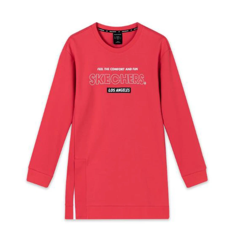 Skechers斯凯奇女子针织中长款休闲套头运动卫衣L120W004-004F