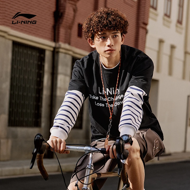 李宁短袖T恤男女款春运动生活系列时尚透气常规短袖文化衫AHSU695