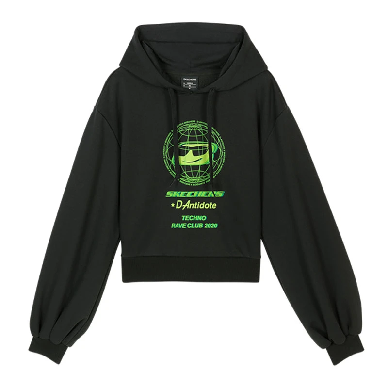 SKECHERS/斯凯奇卫衣女款时尚针织连帽套头卫衣L420W161-002K