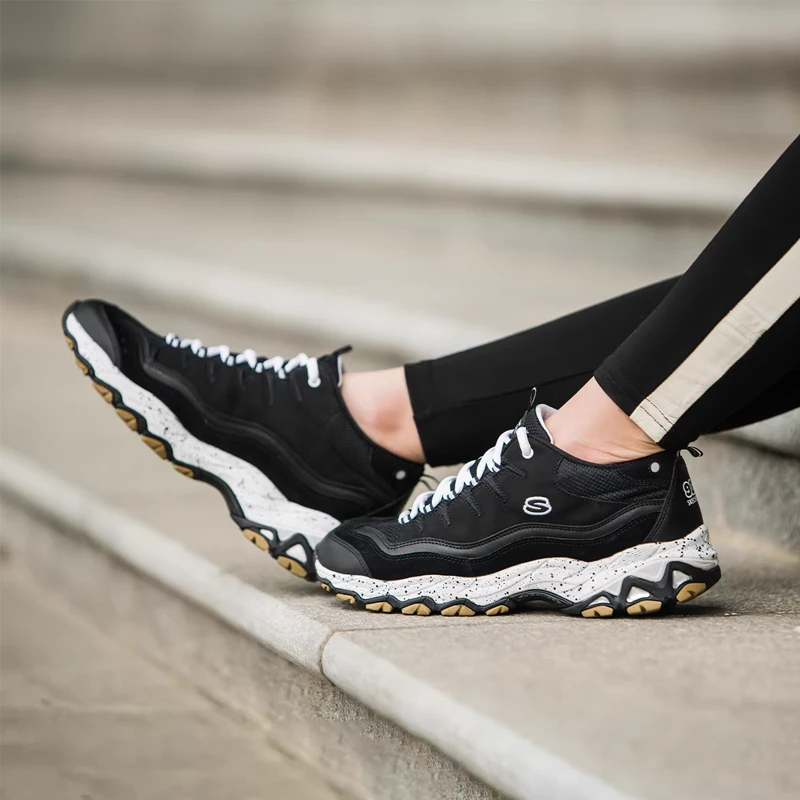 Skechers斯凯奇休闲鞋女鞋减震D'LITES熊猫鞋厚底老爹鞋66666041