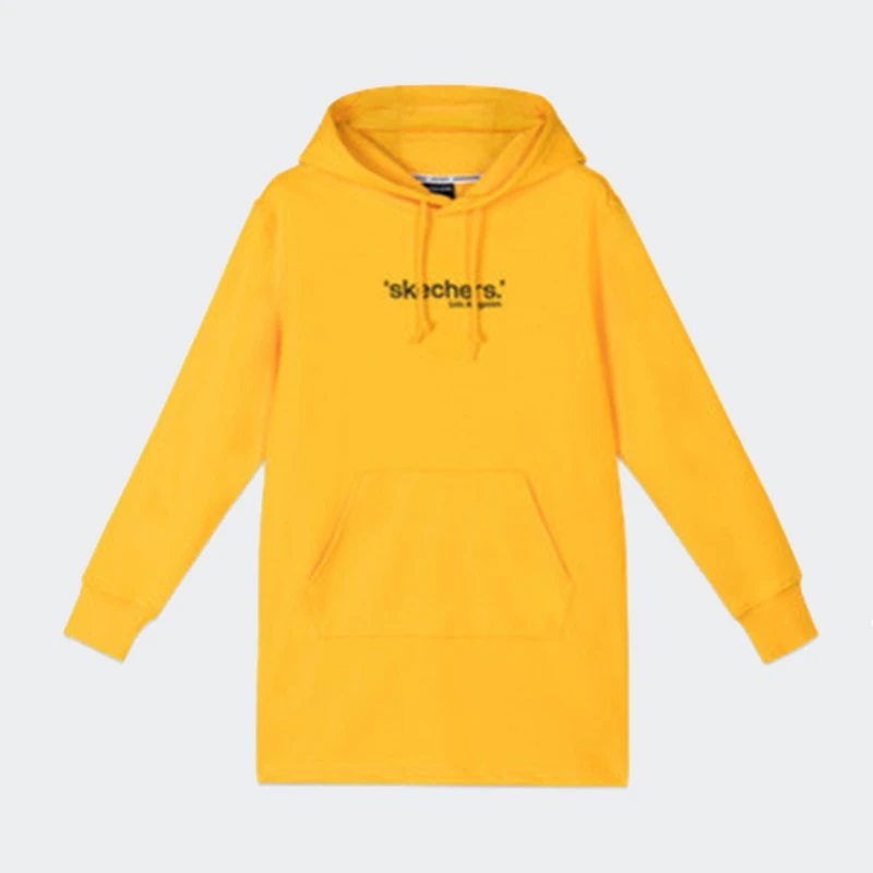 SKECHERS斯凯奇女秋冬季中长款刺绣宽松连帽运动休闲卫衣L120W029