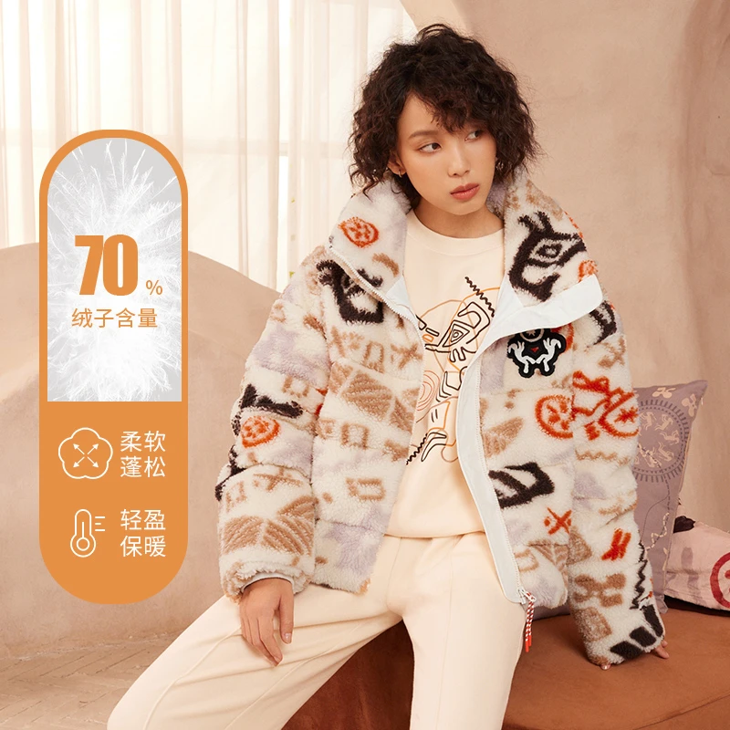 李宁女子时尚系列潮流百搭舒适保暖休闲运动短羽绒服AYMS090-3