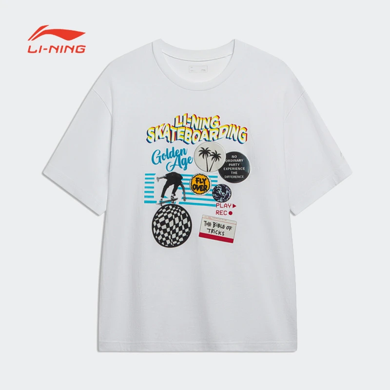 李宁男款夏季T恤休闲上衣文化衫时尚透气常规运动短袖T恤AHST069