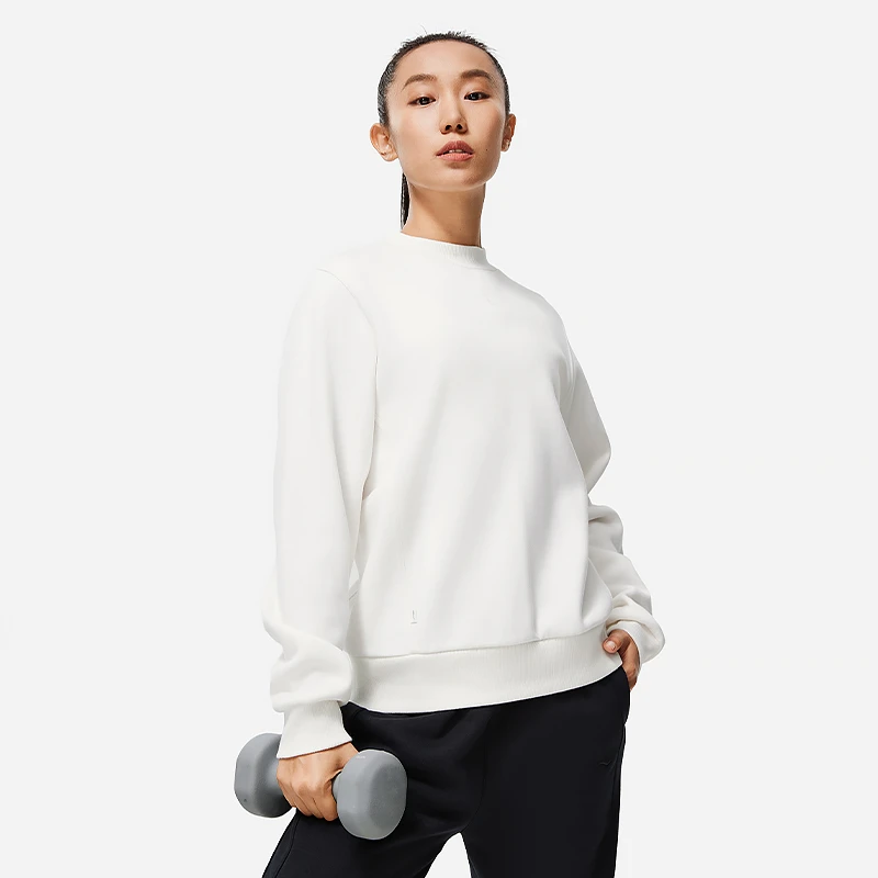 李宁女套头无帽卫衣跑训系列经典圆领加绒保暖舒适运动服AWDT782