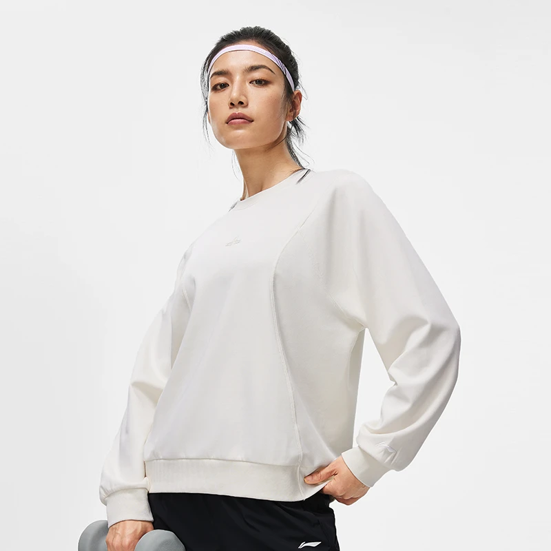 李宁女子健身系列时尚潮流休闲百搭宽松舒适运动卫衣AWDT110-1