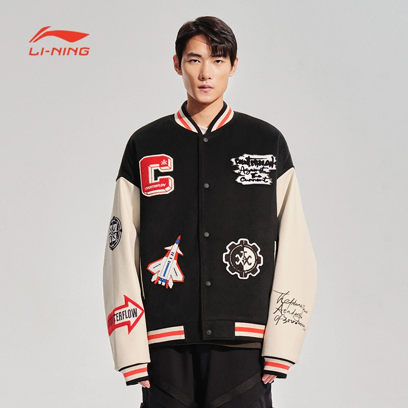 李宁棉服男女同款秋运动生活系列时尚舒适休闲短棉服AJMS149-1