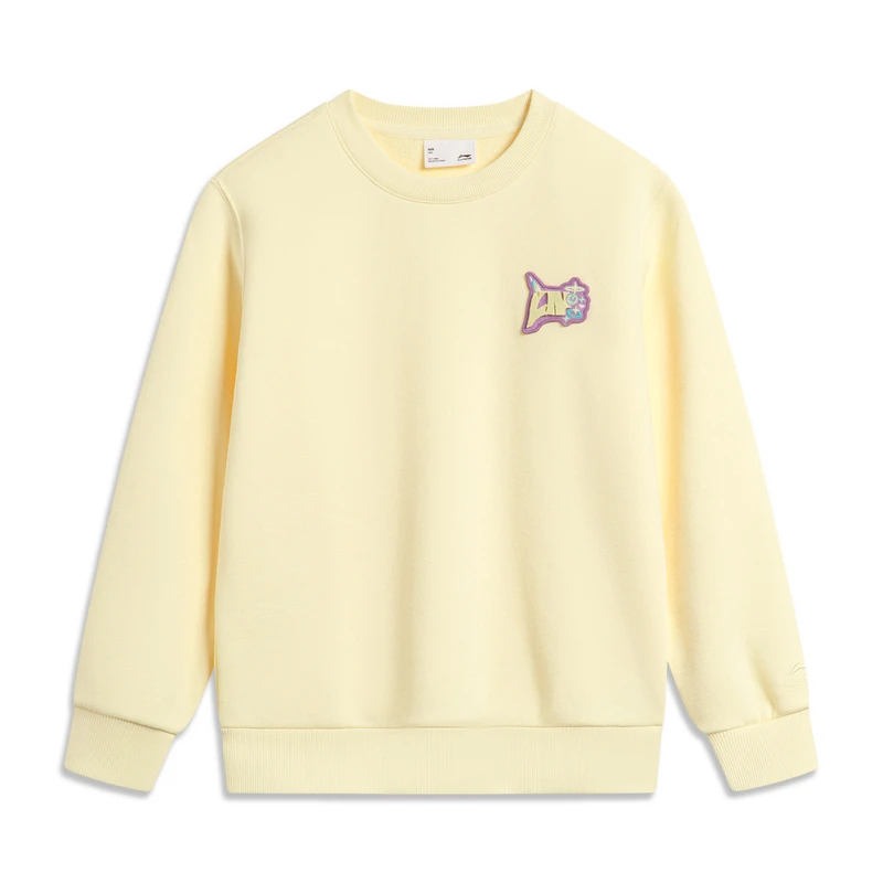 李宁卫衣女童冬季运动生活系列百搭常规套头无帽卫衣YWDT388-B品