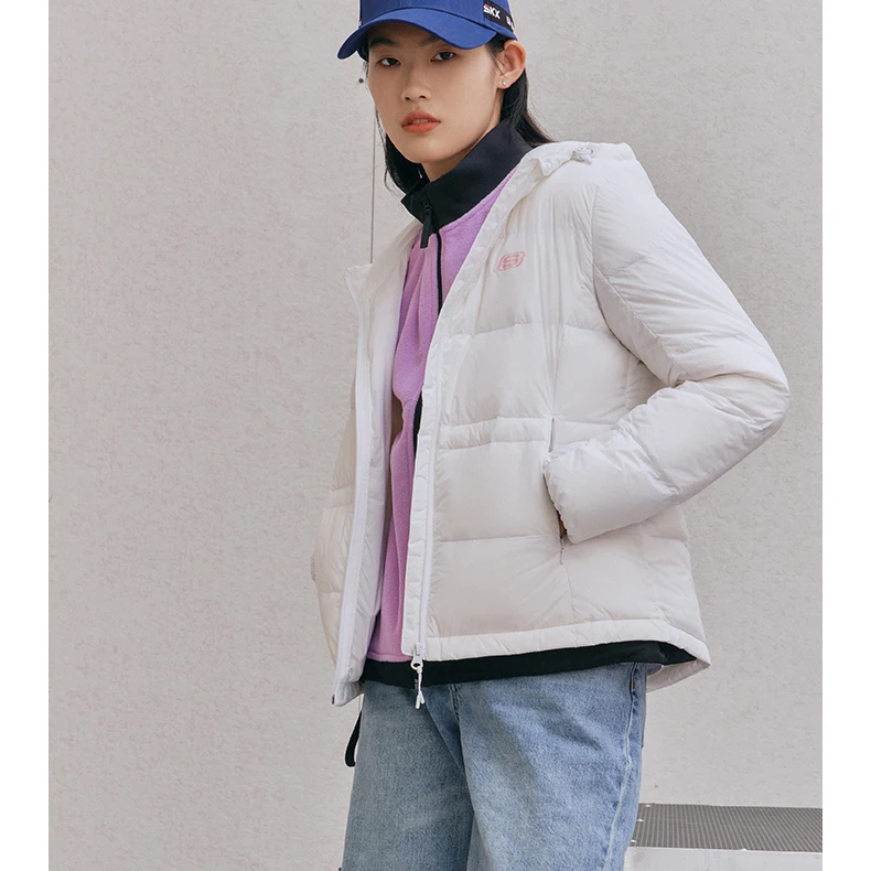 Skechers斯凯奇冬短款羽绒服女轻薄保暖羽绒外套L420W010