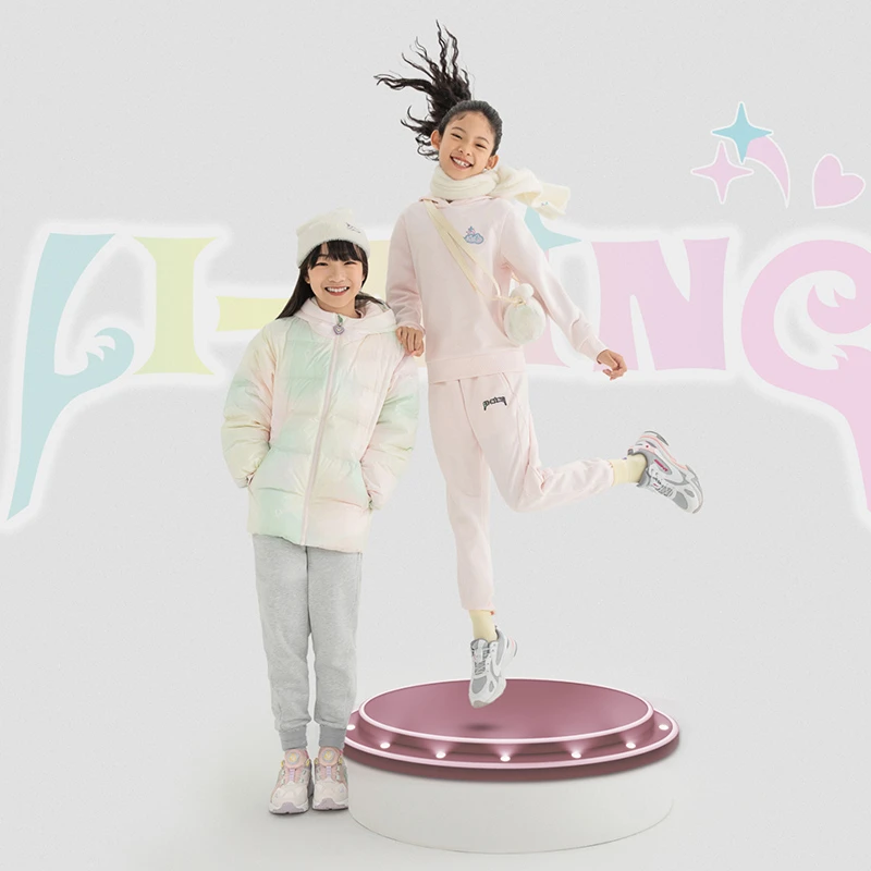 李宁女大童潮流独角兽中羽绒服儿童冬季宽松保暖外套YYMT088-B品