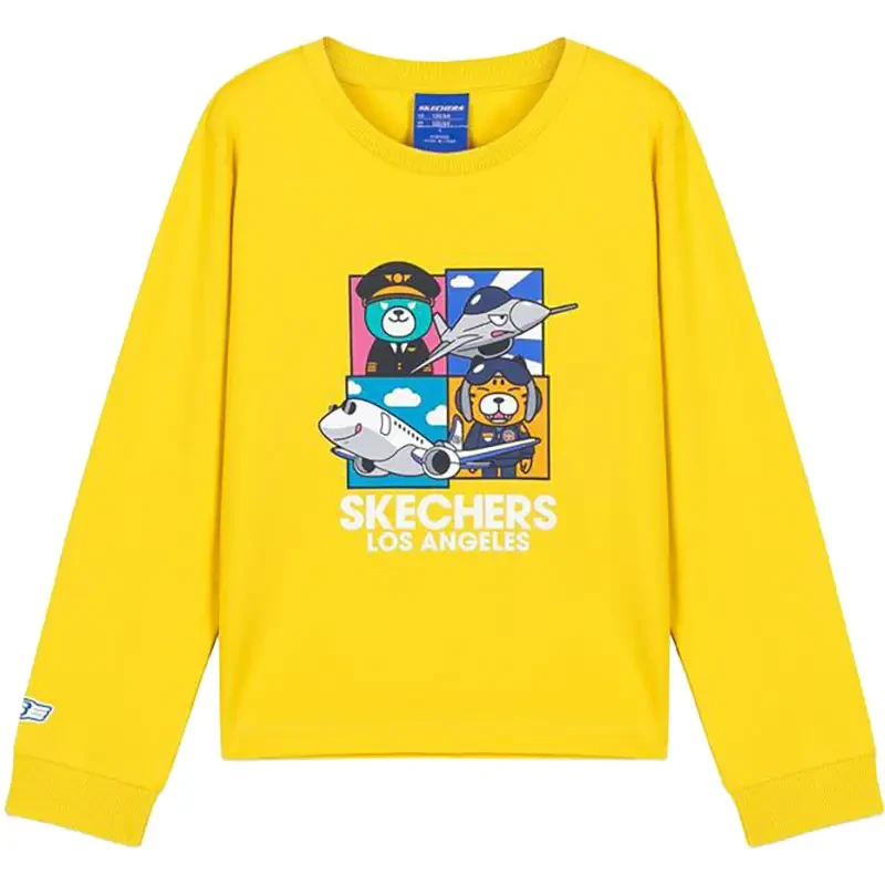 skechers斯凯奇夏季男童儿童休闲运动长袖T恤L420B049