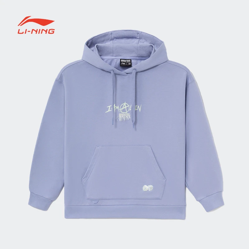 中国李宁卫衣女春篮球反伍宽松透气休闲连帽套头运动卫衣AWDS152-