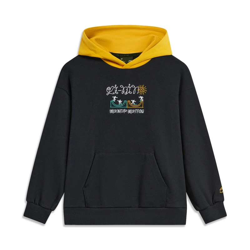 李宁卫衣男童冬季运动生活系列百搭宽松套头连帽卫衣YWDT303--B品