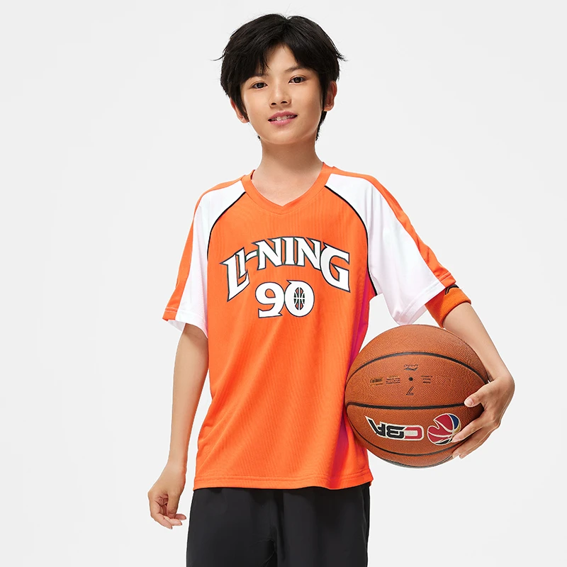 李宁比赛服男童夏季篮球系列时尚透气常规休闲比赛套装YWBT023-1