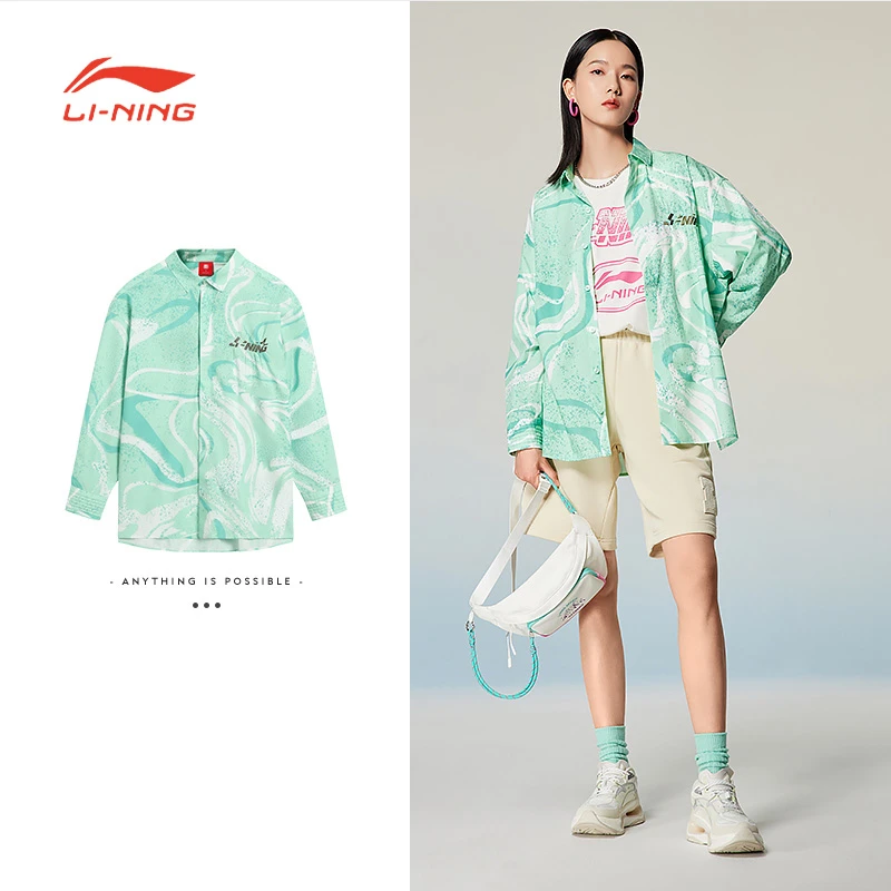 中国李宁系列女款春季运动时尚休闲宽松潮流休闲衬衫ASHS020-3