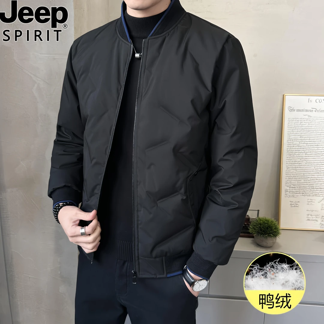 Jeep吉普新款羽绒服男士休闲外套秋冬季韩版商务夹克轻薄上衣保暖