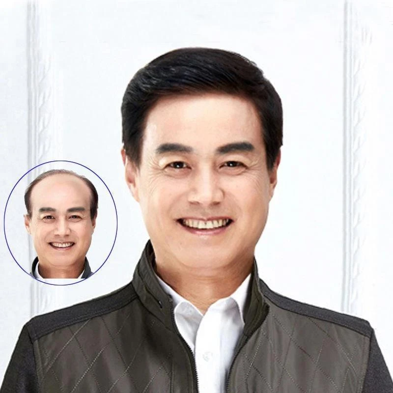 升级舒适男士真发假发短发中老年男士真发爸爸真人发丝假发套纹理
