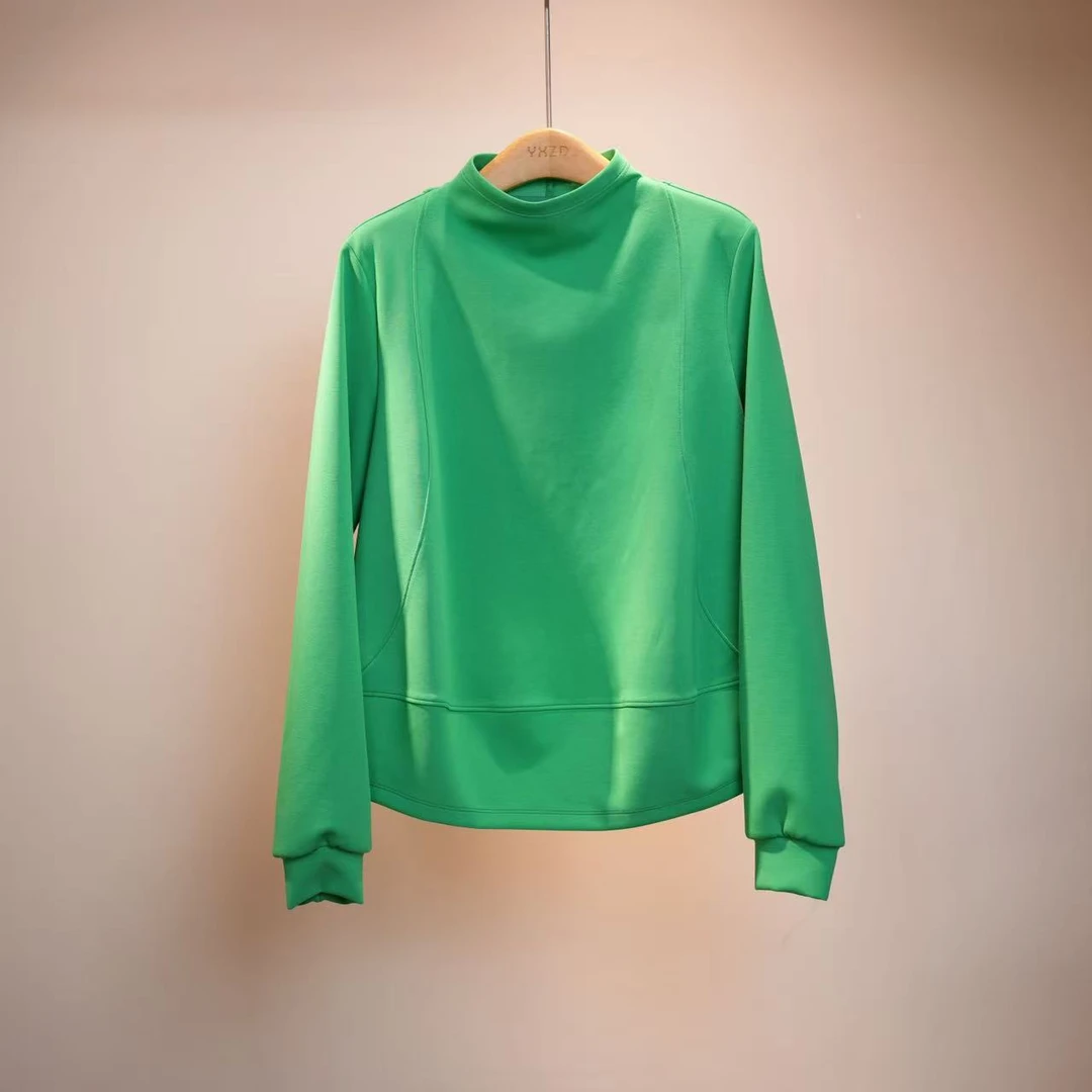 Exzind/一席之地24年立体剪裁立领小高领套头长袖打底上衣Z491381