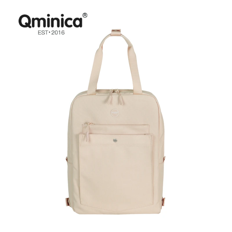 Qminica官方正品15.6寸电脑包手提包休闲通勤多功能大学生双肩包
