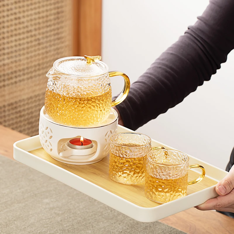 耐高温玻璃茶壶可加热功夫茶具套装加厚过滤泡茶壶蜡烛陶瓷温茶炉