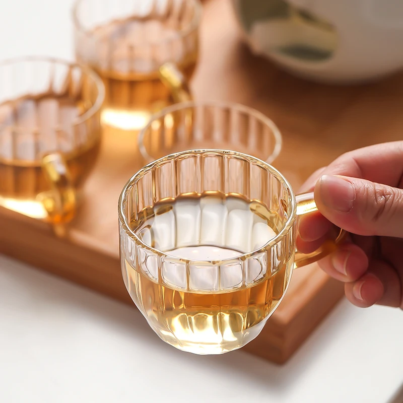 透明耐热加厚玻璃小茶杯带把杯日式防烫高端简约主人杯家用品茗杯