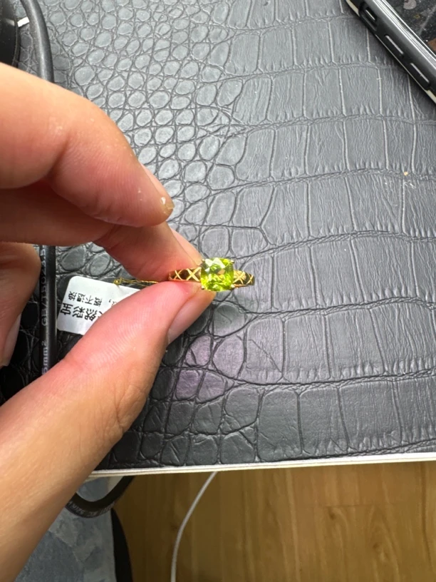 天然橄榄石戒指s925银镶嵌