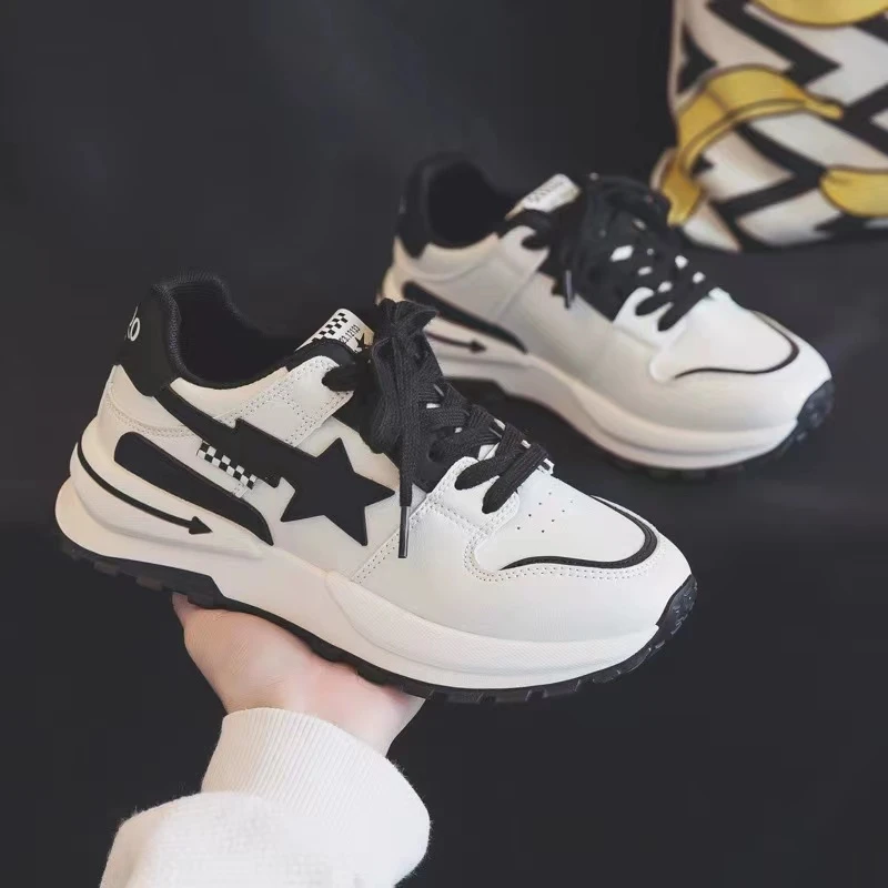 秋季圆头老爹鞋女款2024新款春款百搭运动休闲板鞋小白鞋球鞋子