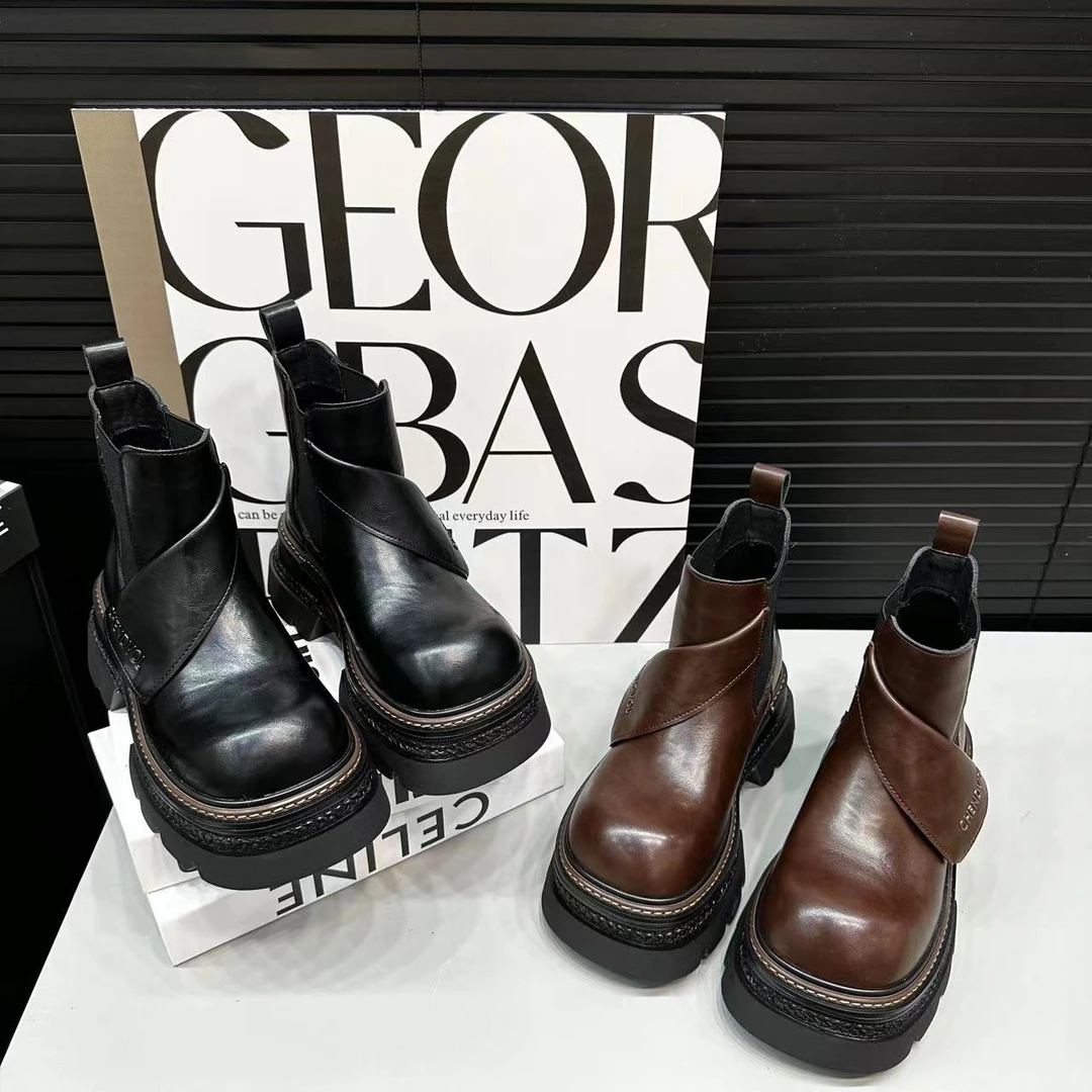 糖糖秋夏季穿短靴透气四季潮款时尚百搭休闲黑色厚底英伦风8-14-3