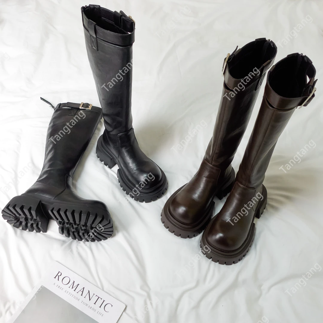 现货 | 超模靴 | 6cm新款边扣长靴厚底增高长筒2025秋冬季显瘦潮