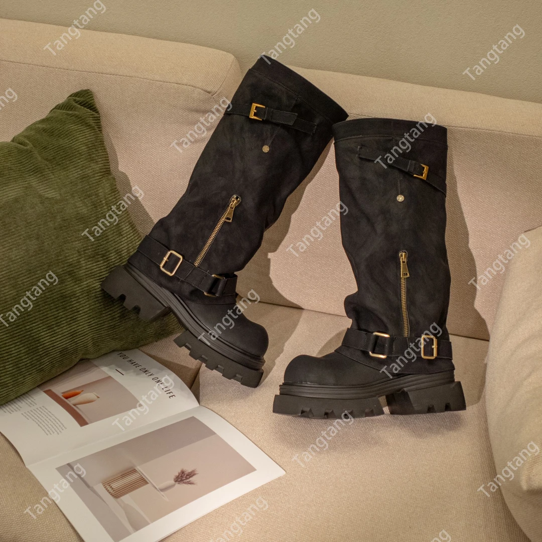 【现货】糖糖裤管靴女士2024新款秋季厚底增高不过膝长筒靴甜妹高筒