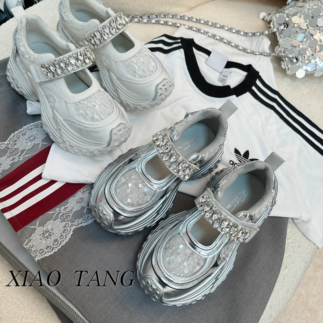 糖糖【巴家玛丽珍】2024夏新款老爹女透气厚底运动休闲鞋网红时尚in