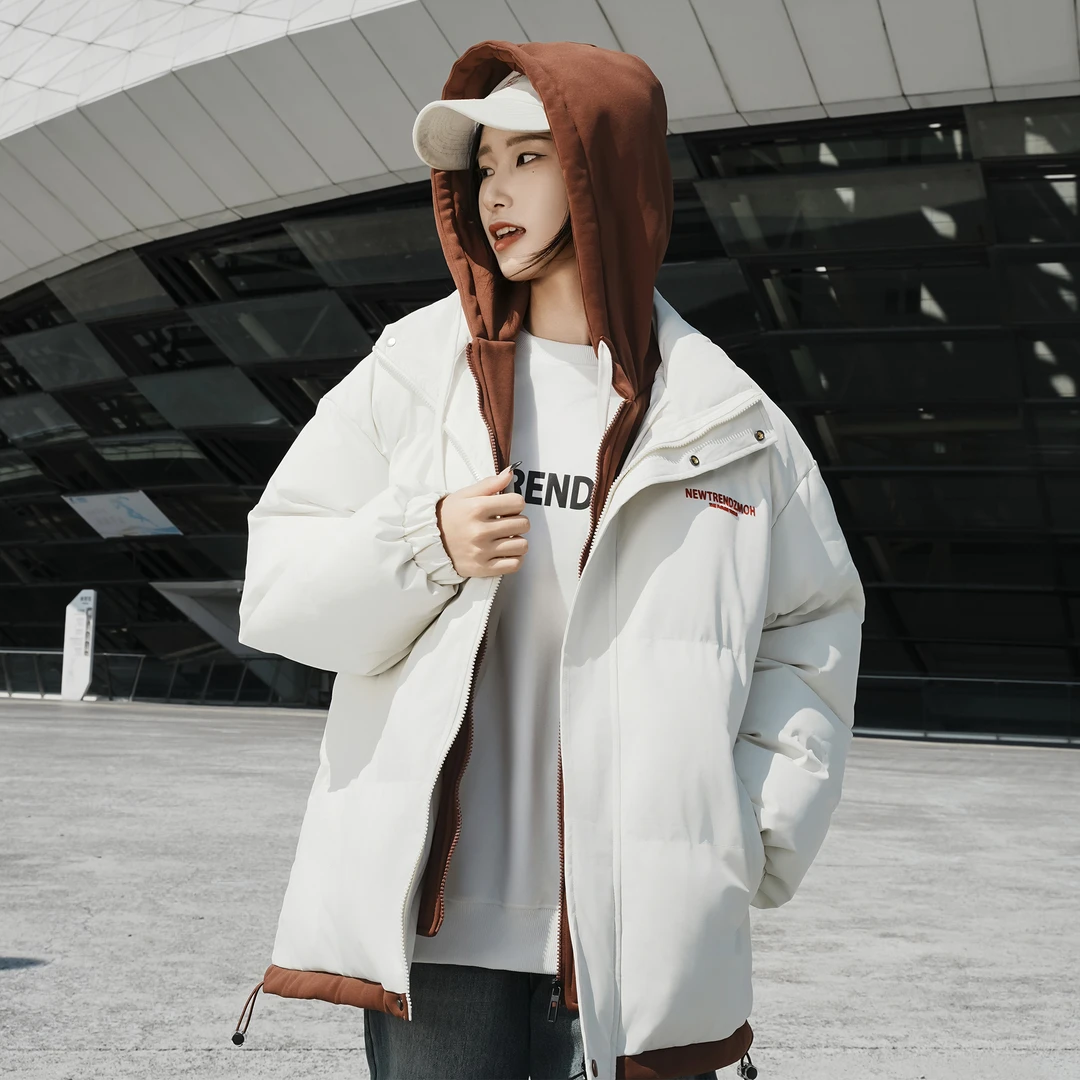 ZMOH源启系列美式假两件休闲宽松百搭外套连帽棉服男女同款情侣款