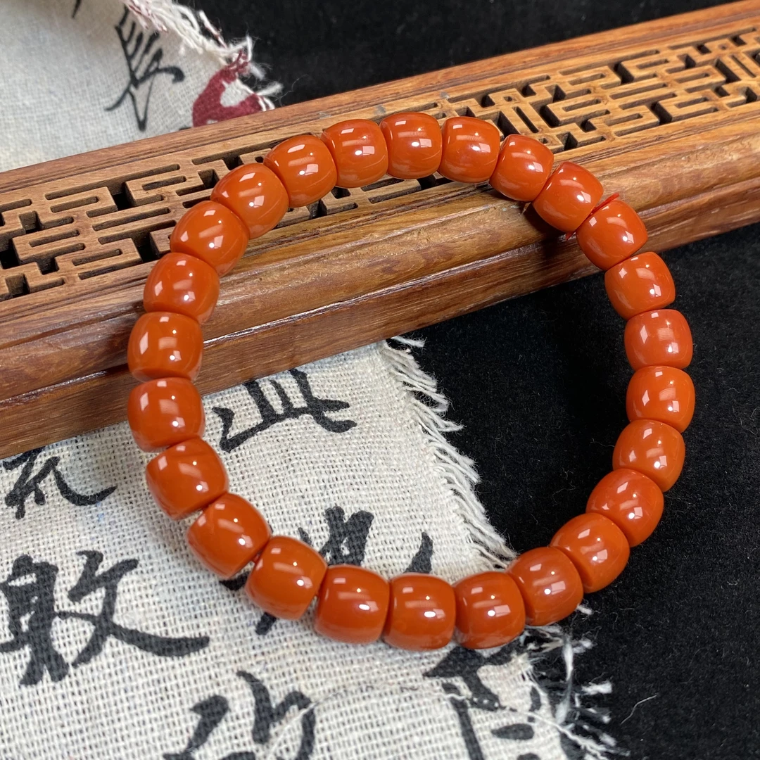 【福源珍宝】8-9MM南红玛瑙老型单圈手串