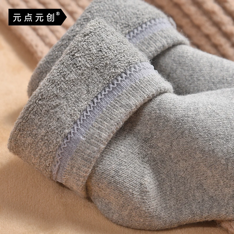 1双 冬季加厚保暖毛圈棉袜子男女冬天加绒毛绒毛毛袜毛巾中筒厚袜