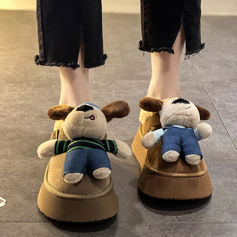 MAILEMAO/麦乐猫卡通棉鞋女外穿2023冬季新款厚底加绒防滑休闲鞋