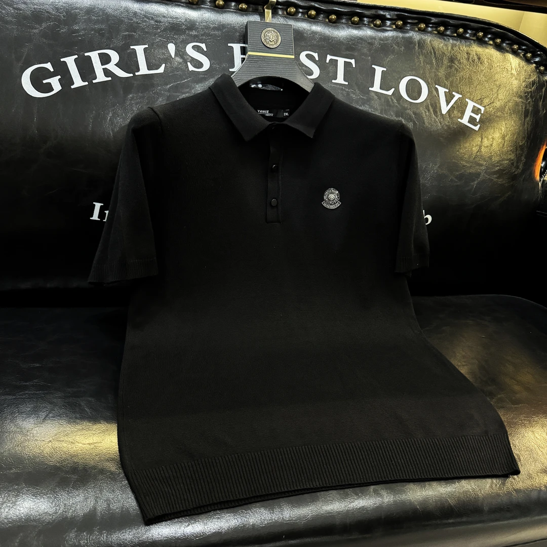 新款男士轻奢百搭时尚休闲Polo领针织毛衣短袖116