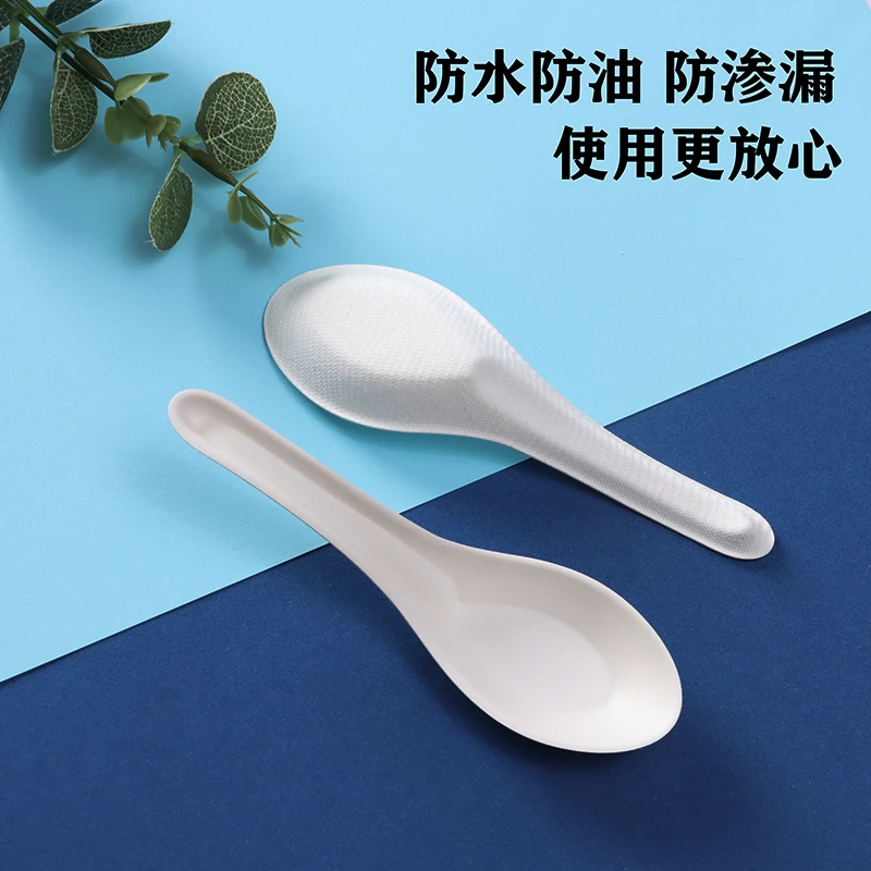 圣泉本色一次性勺子商用中式小汤勺家庭酒店餐厅外卖调羹喝汤勺子