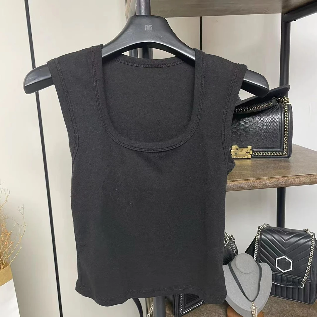 柒柒「积灰日记」女夏季简约网红百搭时尚休闲圆领宽松背心上衣1009