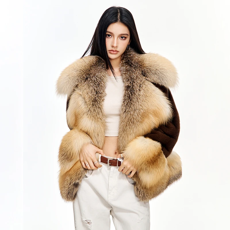 FLAME QUEEN/火焰皇后巴黎街区 小母貂皮大衣女狐狸毛皮草外套女