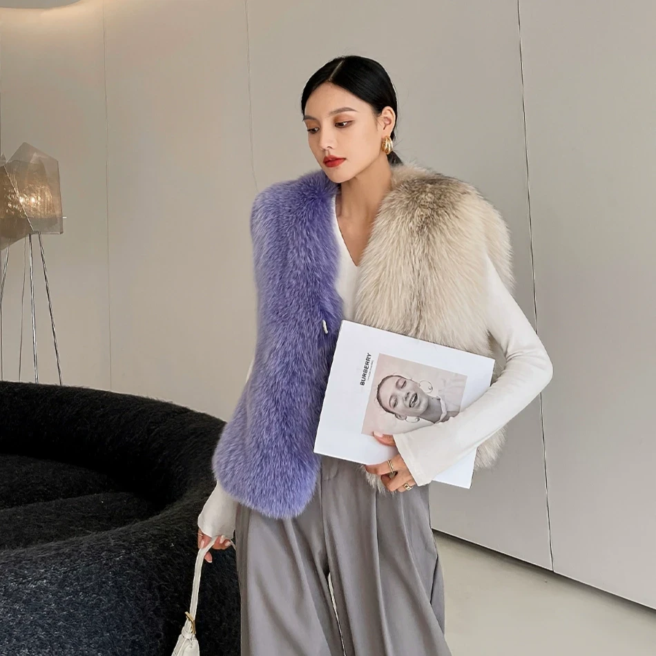 FLAME QUEEN/火焰皇后秀场高定 狐狸整皮水貂马甲貂皮大衣外套女