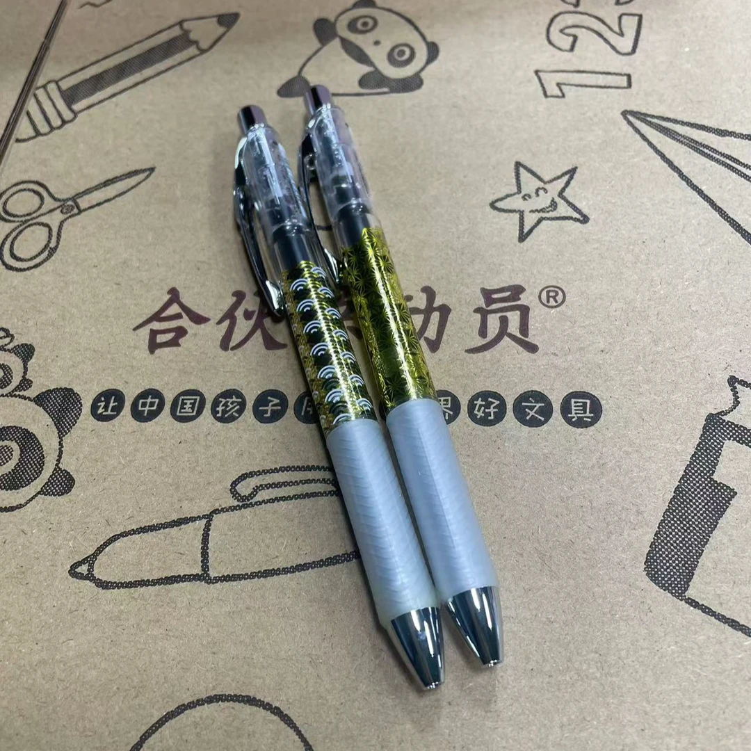 派通金箔图案黑色中性笔2支