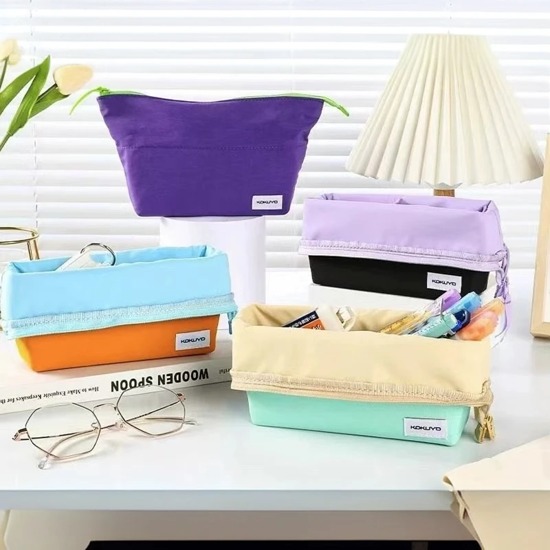日本KOKUYO国誉笔袋大容量翻折笔袋多功能笔筒高颜值学生文具袋