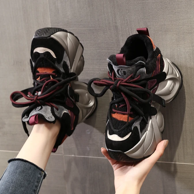 【卡迪】10CM内增高厚底老爹鞋女2024秋冬运动休闲鞋0098-78X