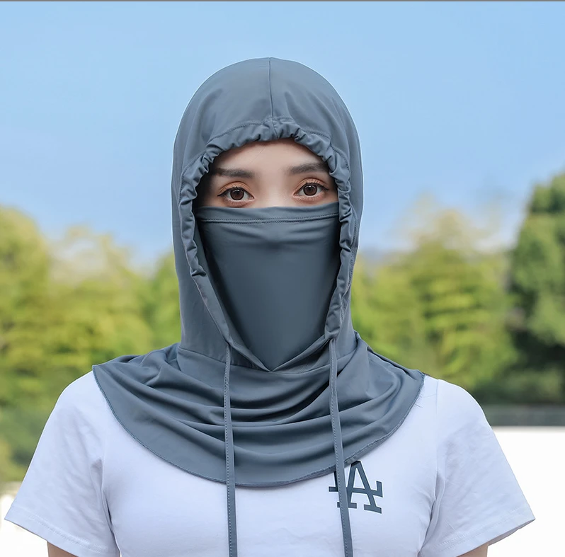 防晒冰丝帽子春夏围脖护颈面罩女防紫外线头巾男骑行头套护全脸罩
