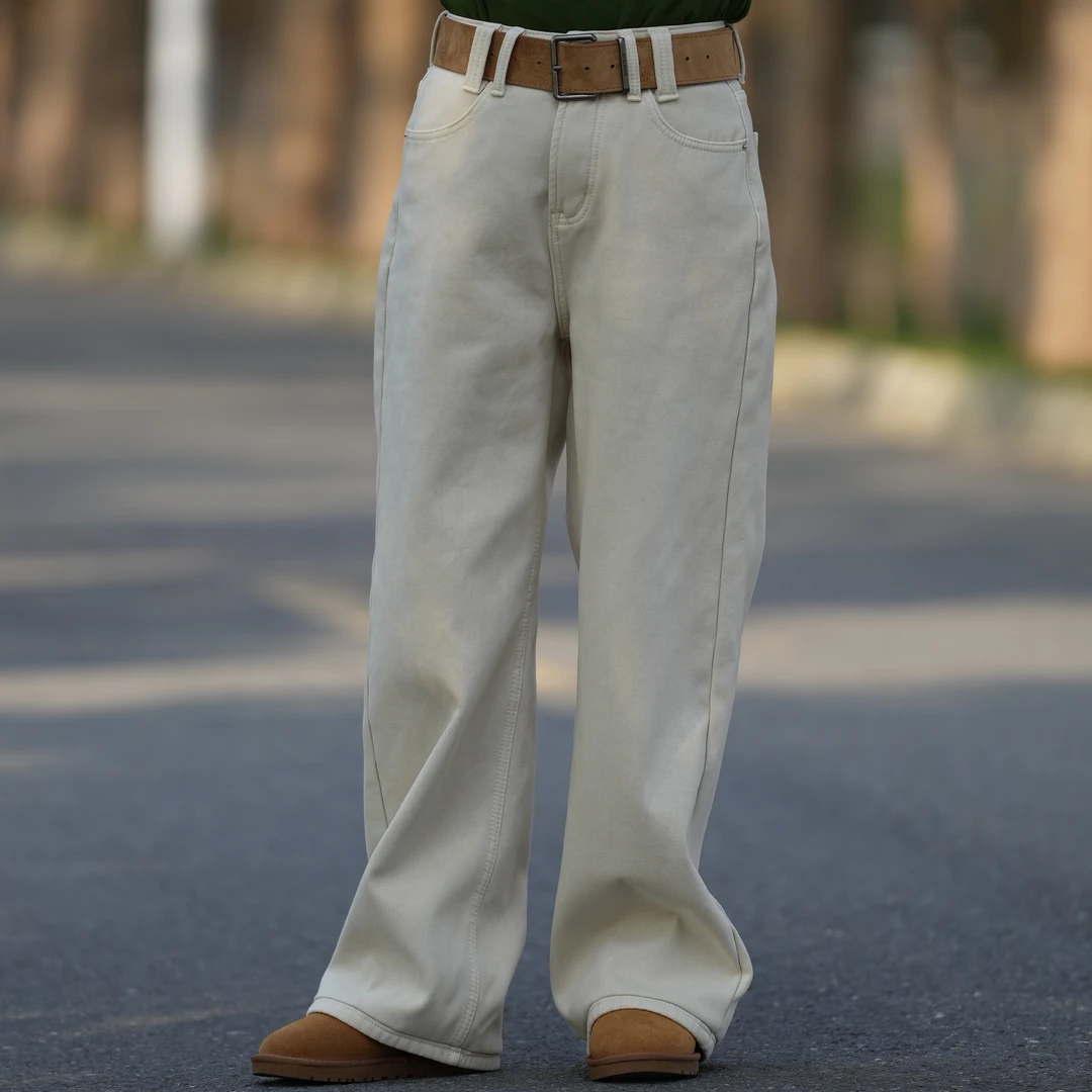 【0770】牛仔裤~  加绒百搭显瘦美式复古自然腰水洗做旧拖地牛仔裤