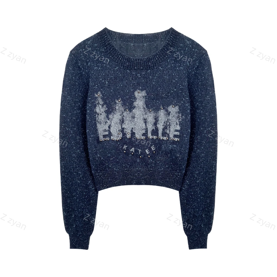 【心动毛衣】圆领毛衣女冬季2024年新款复古宽松显瘦上衣