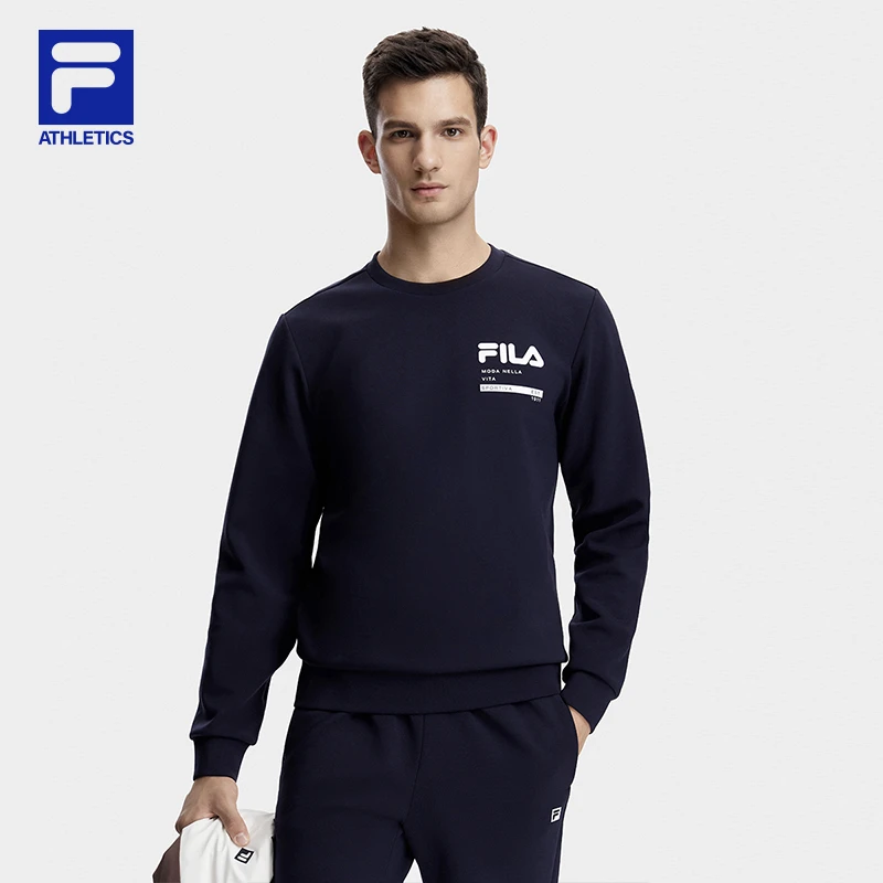 Fila/斐乐男士【棉涤面料柔软舒适】秋款圆领长袖卫衣A51M431204A